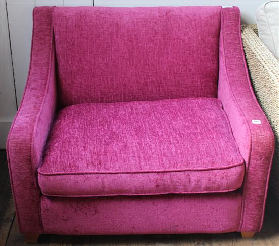 Pink fabric sofa chair/bed, single